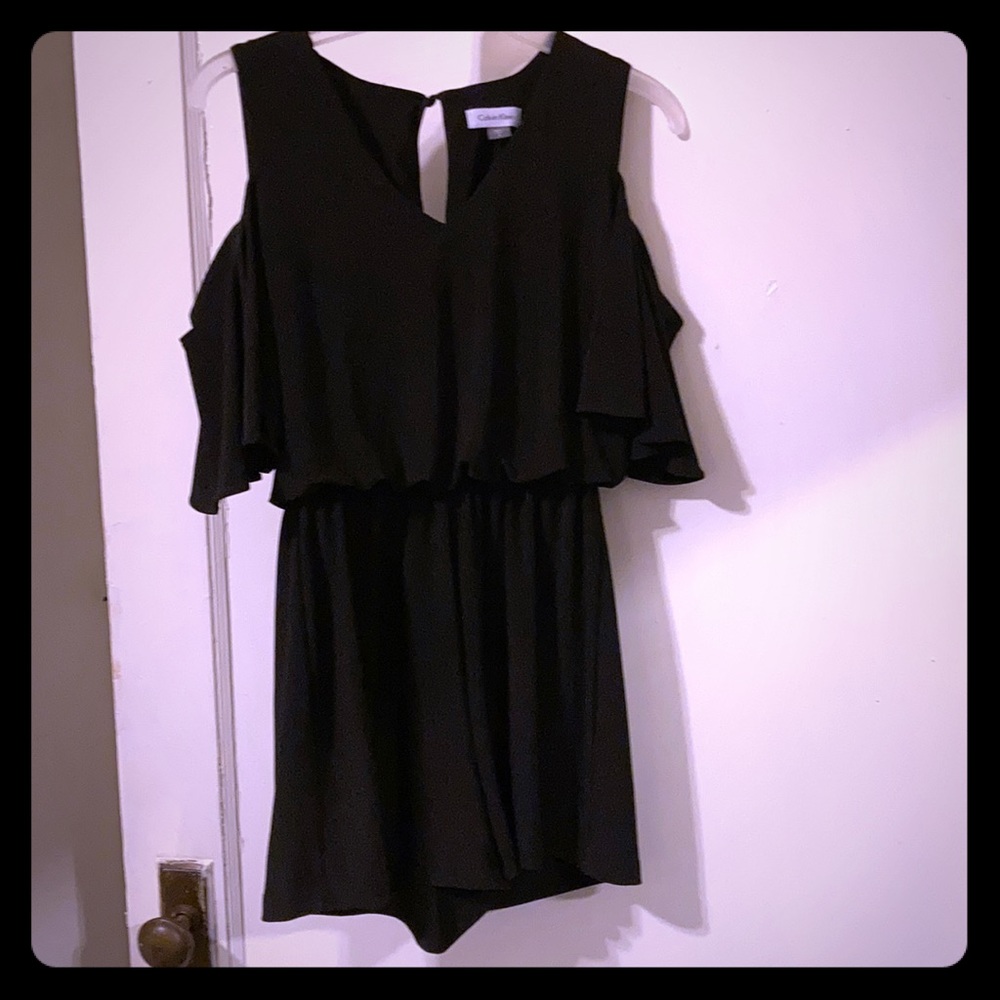 Calvin Klein Black Open-Shoulder Romper
